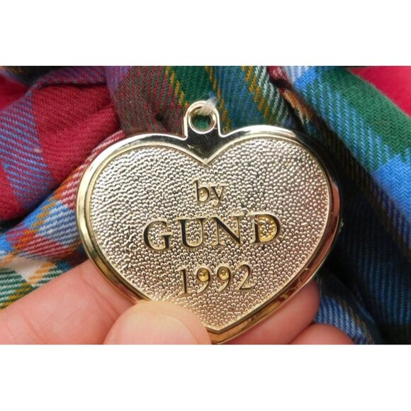 Vintage Gund Victoria's Secret Teddy Bear Plaid Flannel Bow Gold Heart Tag 1992 - Picture 4 of 8